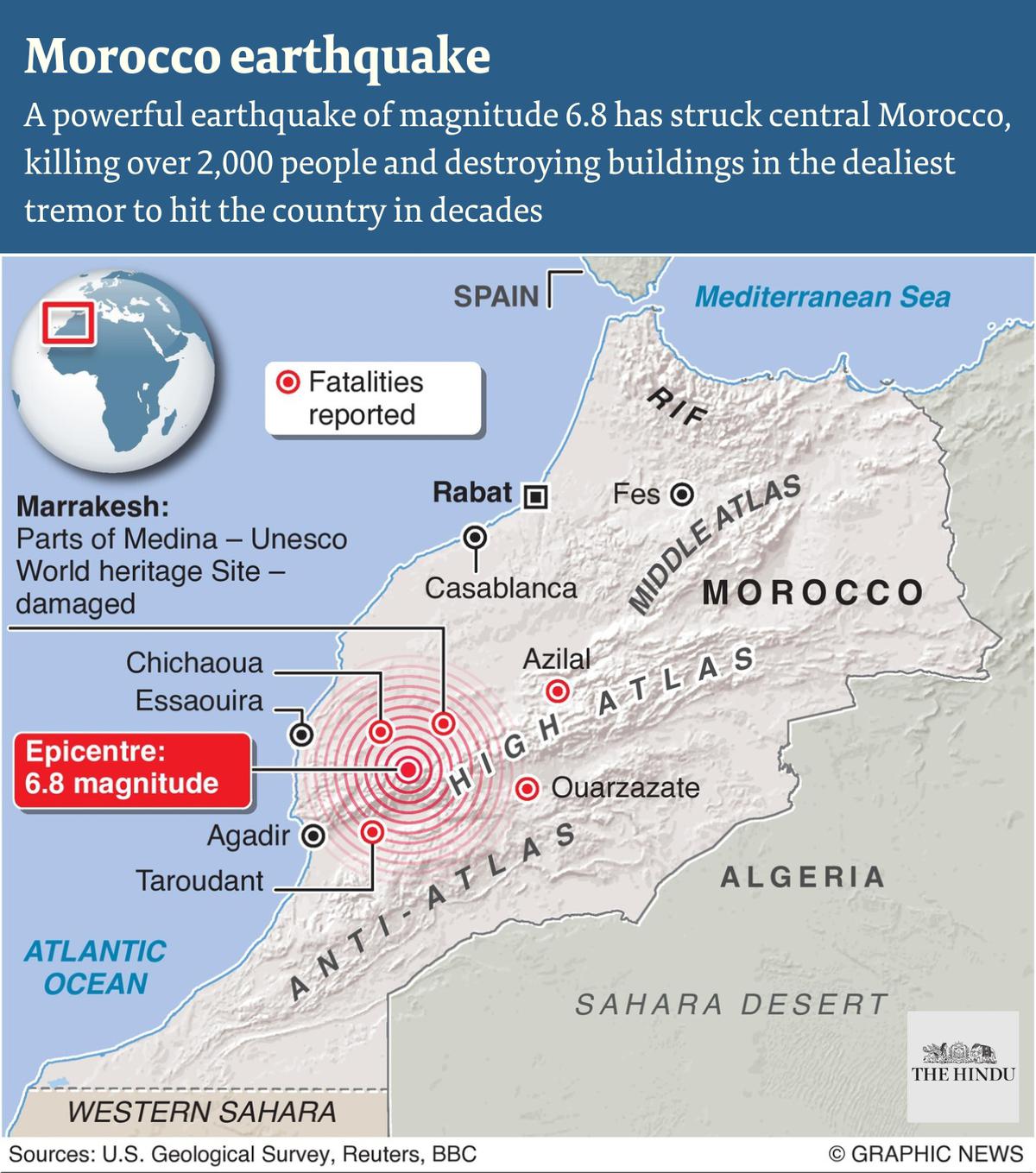 Morocco Rescuers Scour Rubble For Survivors After Quake Kills 2,000 ...